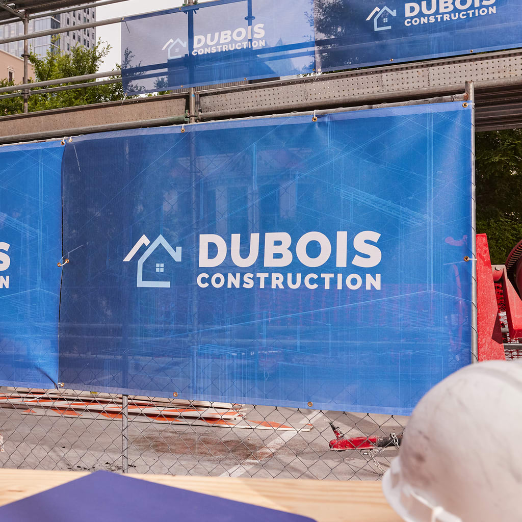 blue construction banner