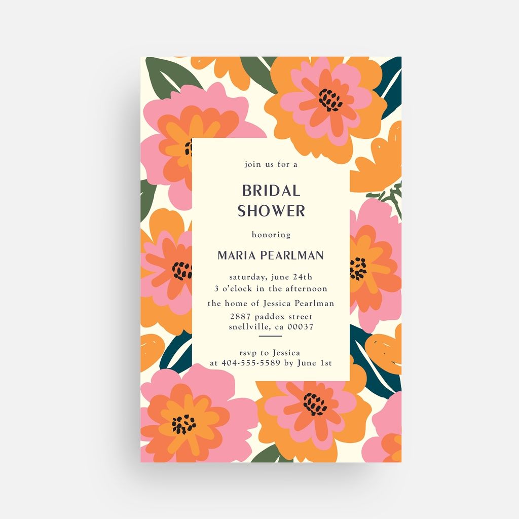 Bridal shower invitation in a floral pattern and design