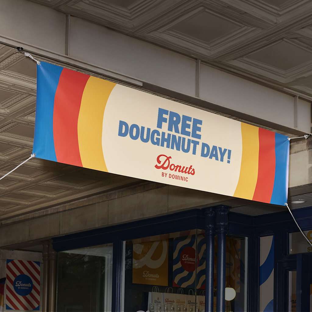 Donut company branded vinyl banner, understanding DPI for printing