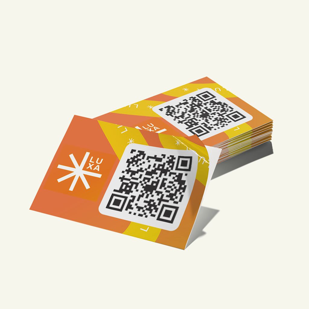 QR code on a branded sticker