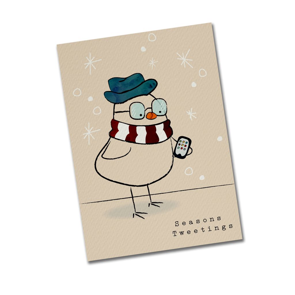 Custom holiday cards: cute, modern illustration in a winter theme