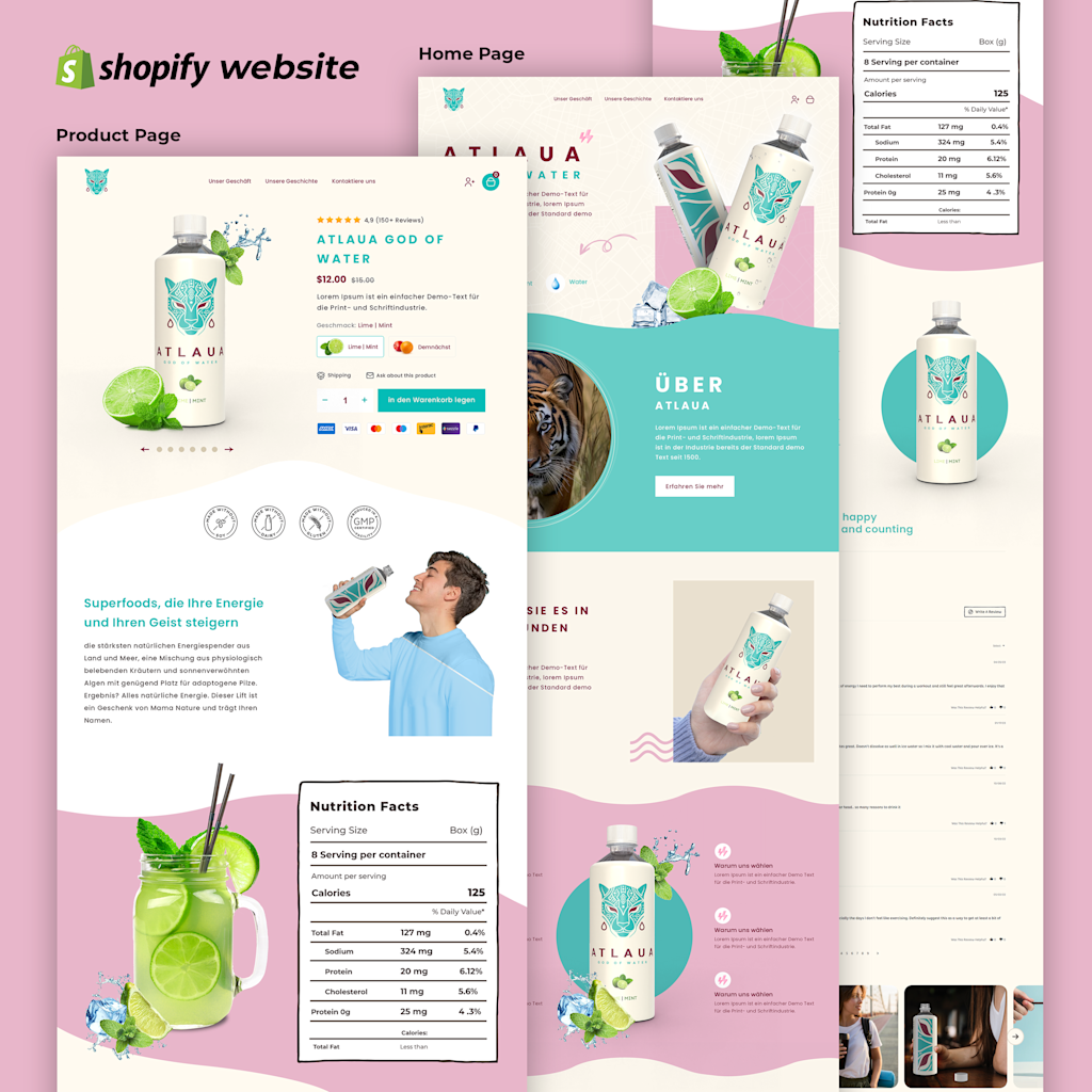 Website design with a pastel palette color scheme for a shopify site