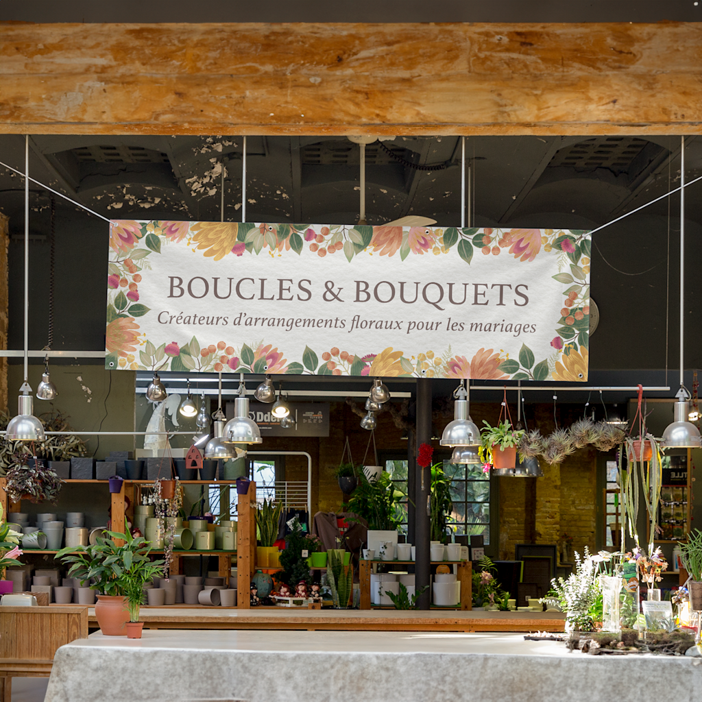 Branded ceiling hangers for florists