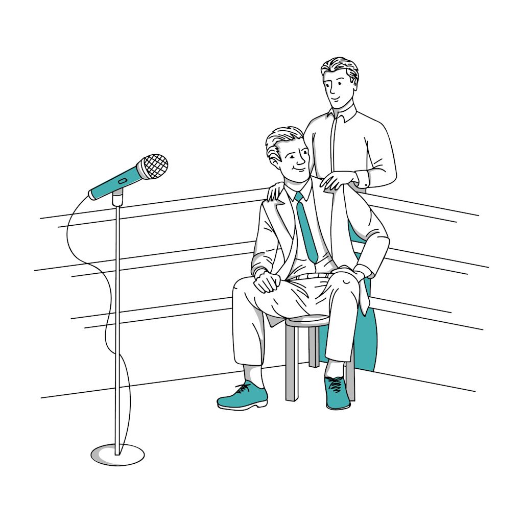 Boxing themed illustration showing a working partnership