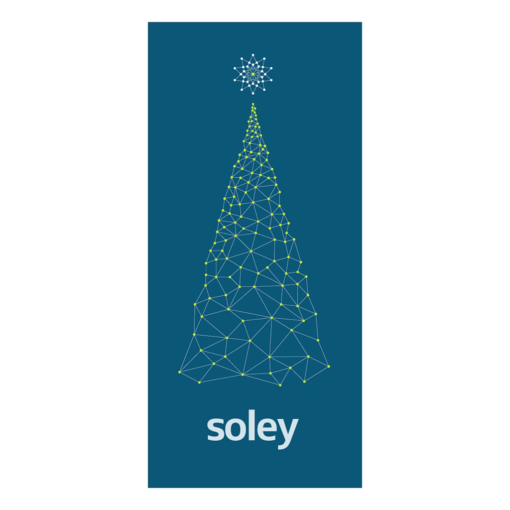 Custom holiday cards: a tree created from network connects for a network brand