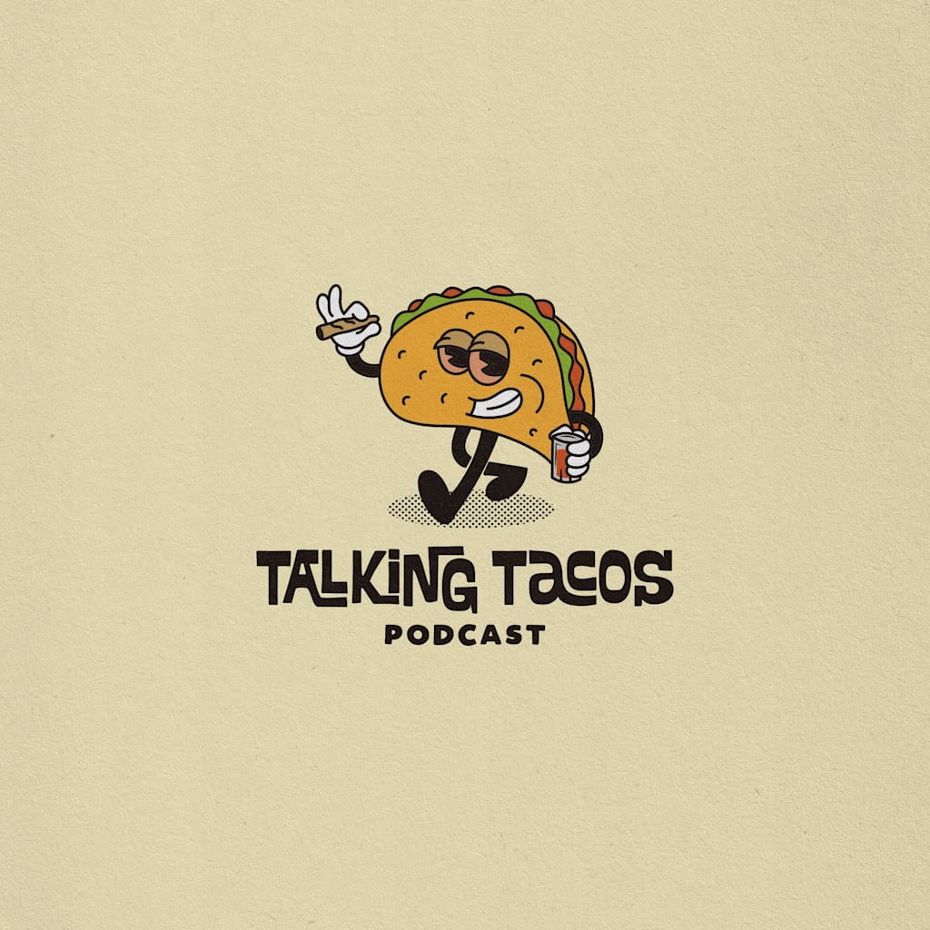 illustration of a walking taco with a cigar in one hand