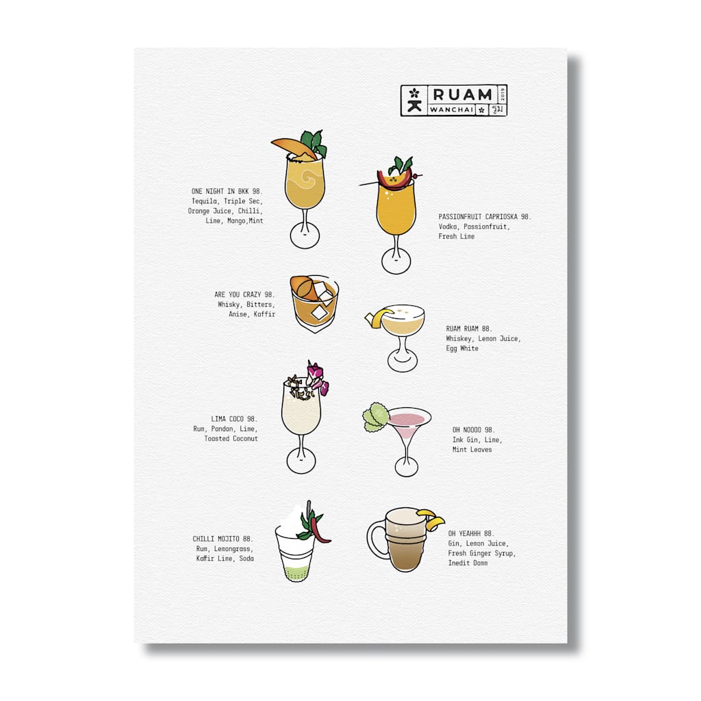 Illustrated drink menu