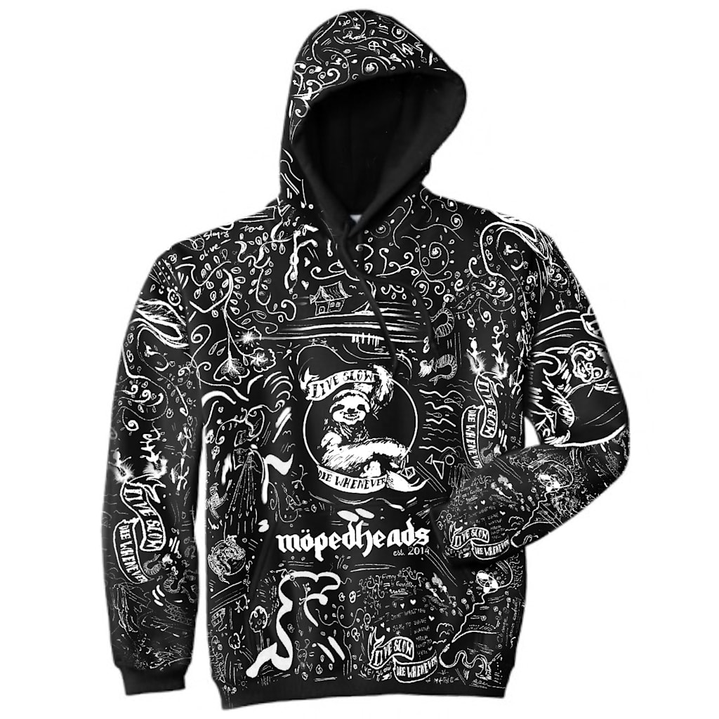 Black hoodie with allover print