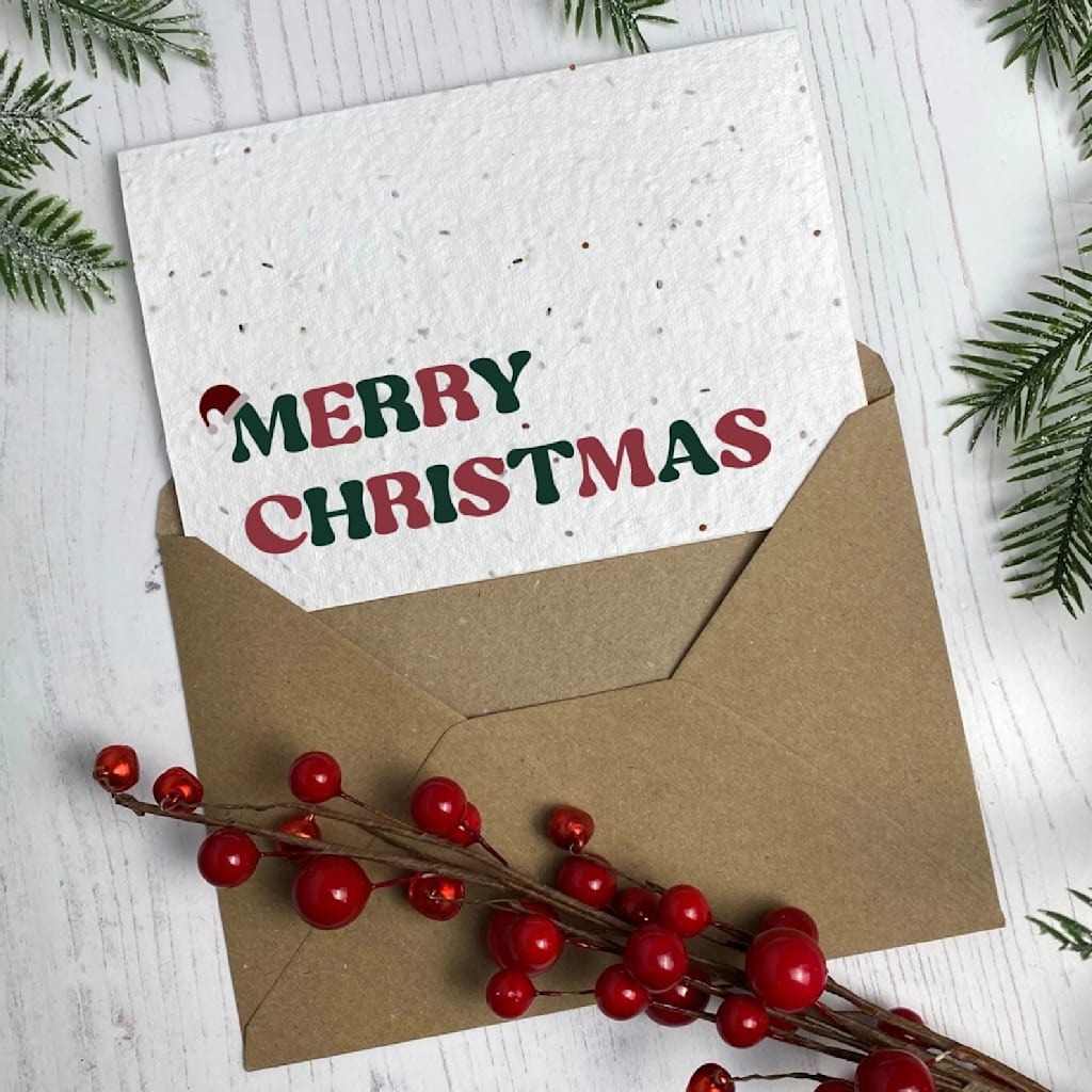 Plantable Christmas card idea using seeded paper