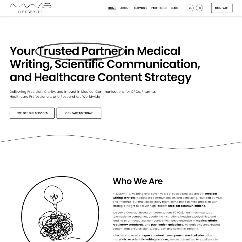 Medical content website design.