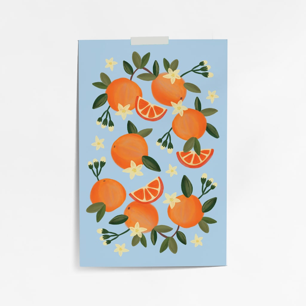 Decorative poster with an illustration of oranges