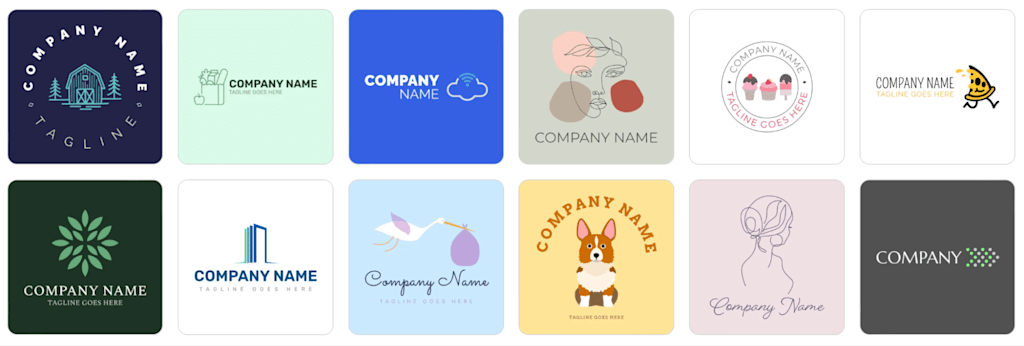 Examples of AI logo designs for brands in different industries