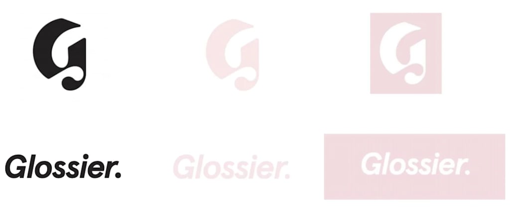 Glossier’s soft pink and white brand colors reflect simplicity and femininity. Source: Glossier branding colors from the Glossier Brand Book via Issuu