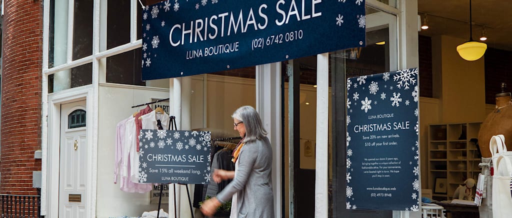Christmas sale announcement at small business