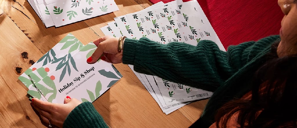 Postcards for a small business event.