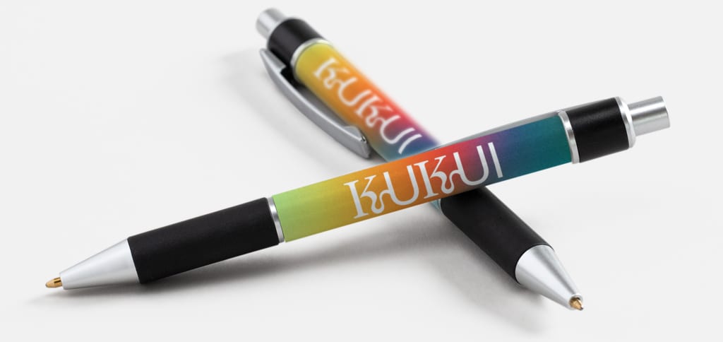 Colorful branded pen holiday gift basket ideas