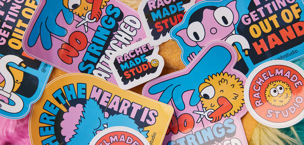 A selection of branded die-cut laptop sticker singles