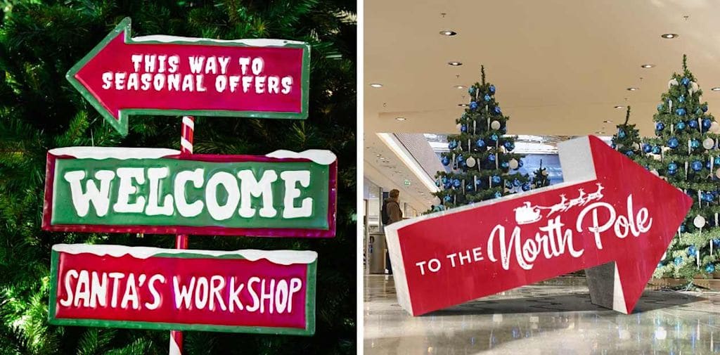 A Christmas signage idea for business in-store directional signs