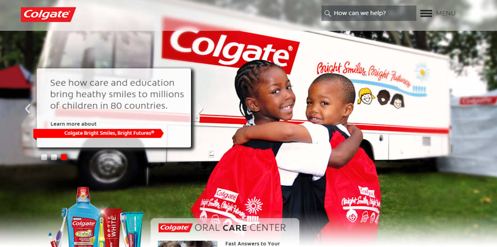 Screenshot of Colgate Oral Care Center website.