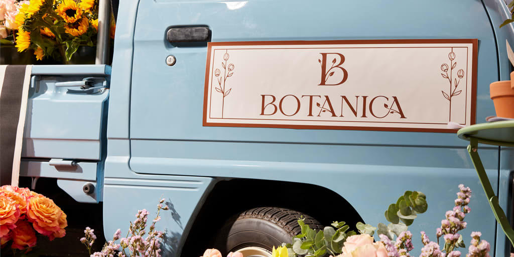 Florist business brand logo printed on a company vehicle decal sticker