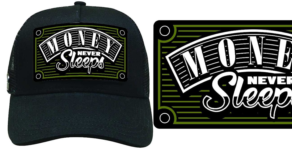 Example of print on hats: Money never sleeps hat design by diwaz