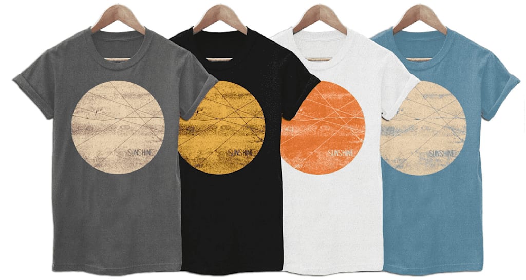 Colourful T-shirts with bold contrasting colored circles