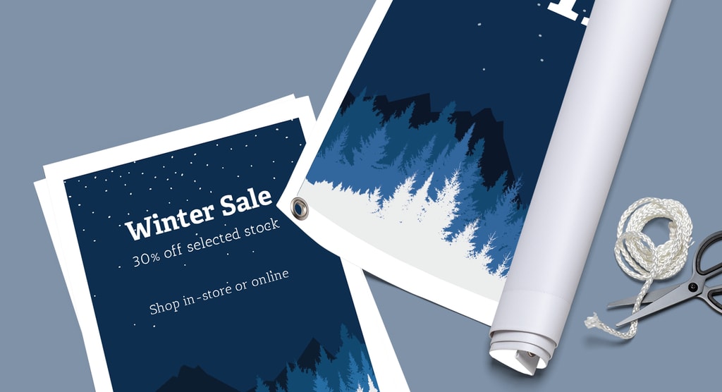 two flyers promoting a winter sale