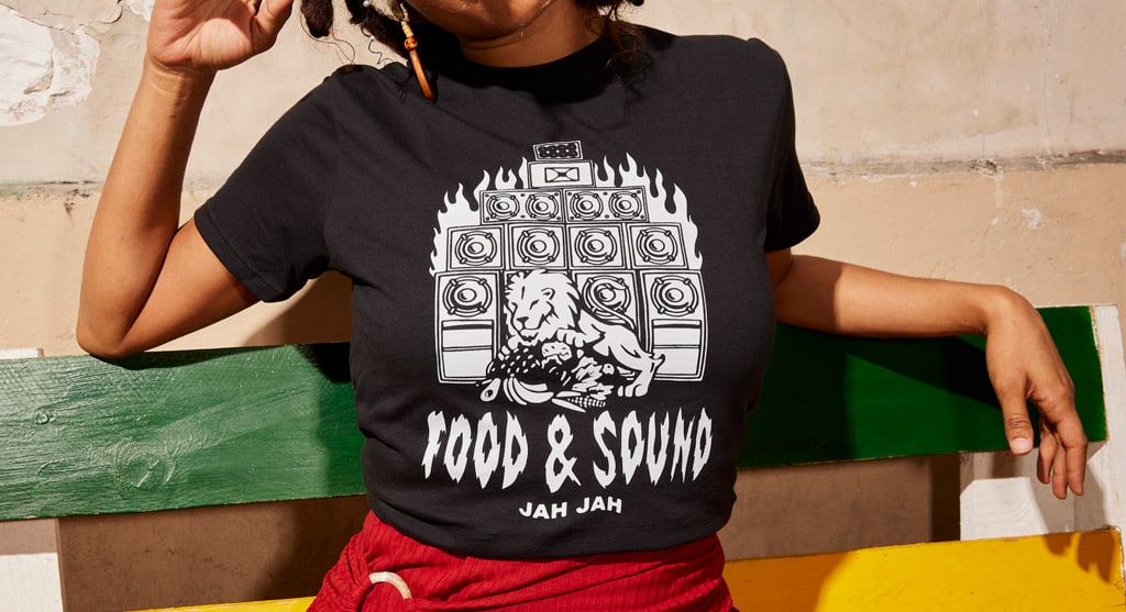 crew neck T-shirt with a large graphic print
