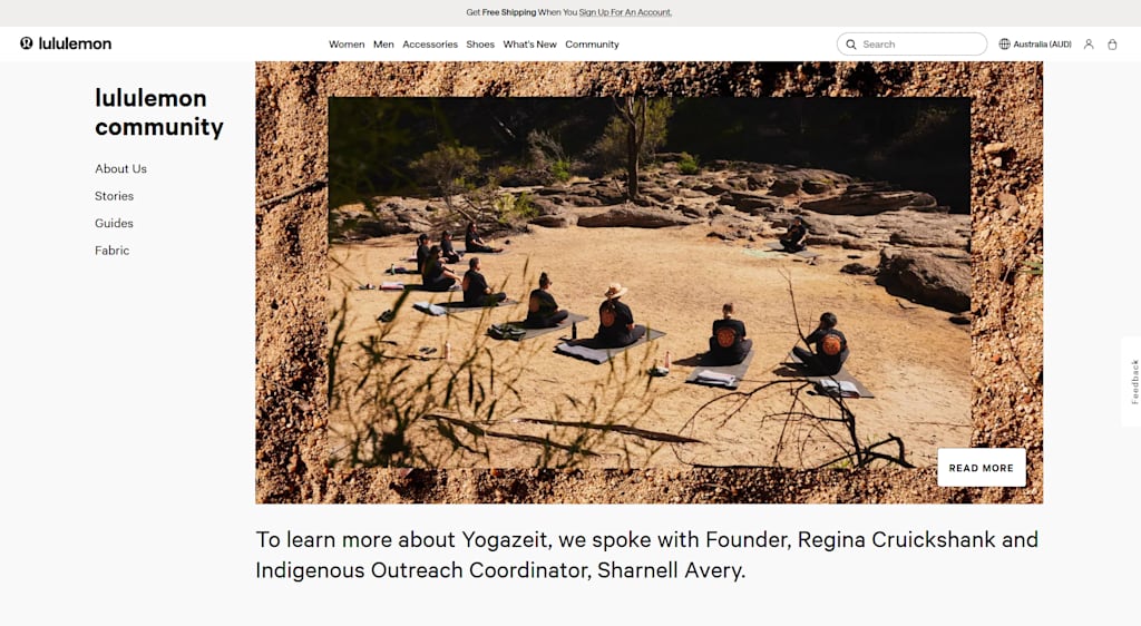 A screenshot of the homepage of the Lululemon Athletica community website