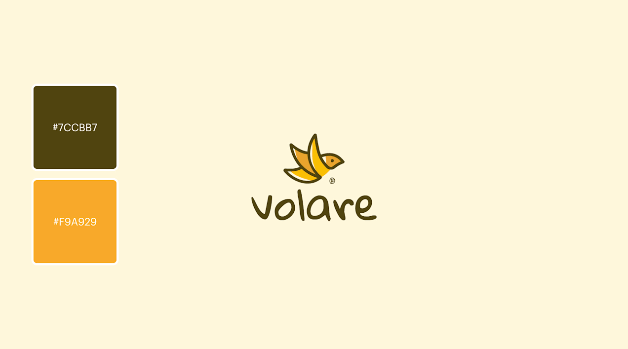 A children’s goods logo featuring lineart of a flying dove with color blocking in mustard and marigold orange