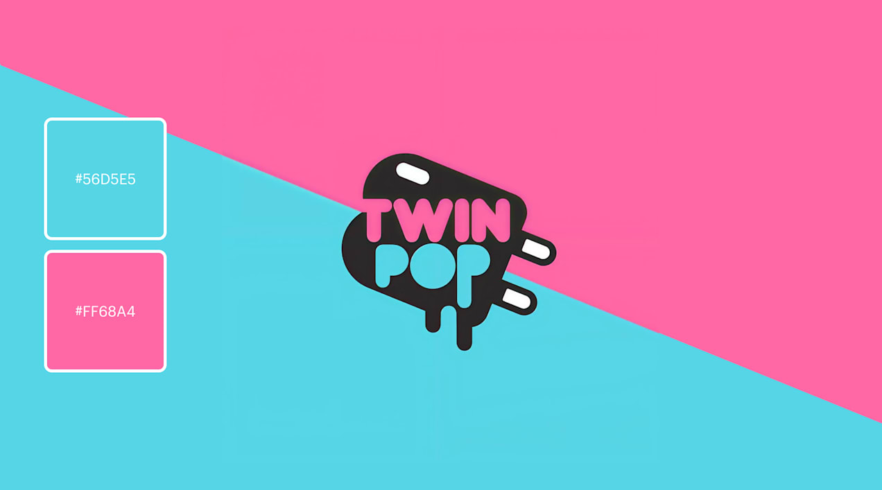 A bold turquoise and pink logo with an ice lolly