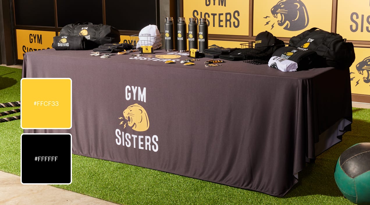 A women’s gym brand using black and yellow in their branding