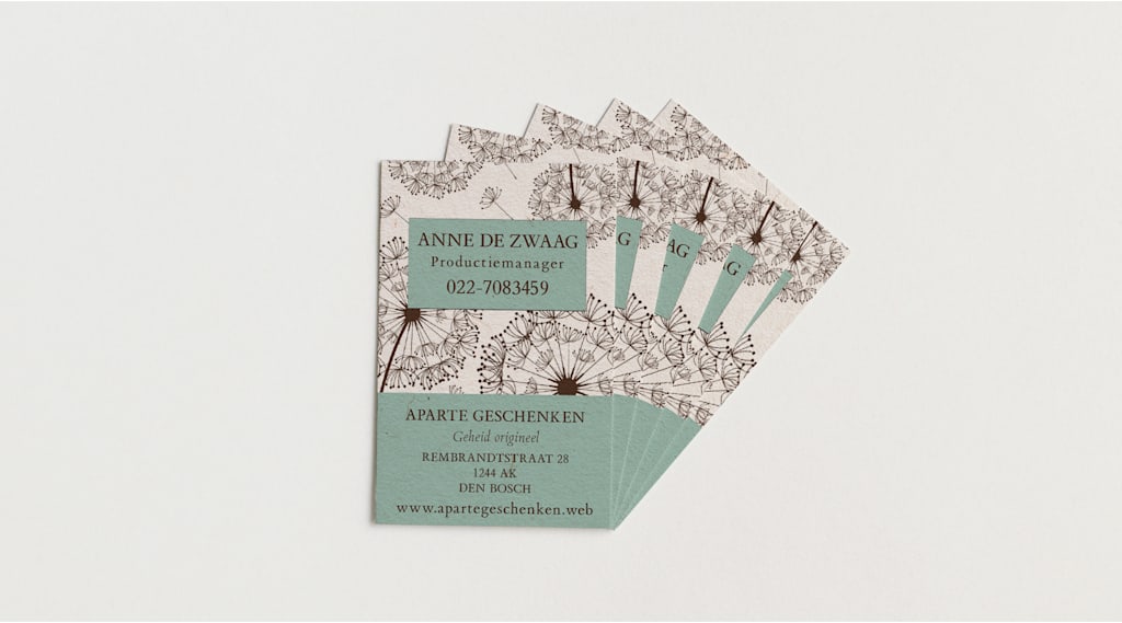 Business card that uses natural textured business card paper stock