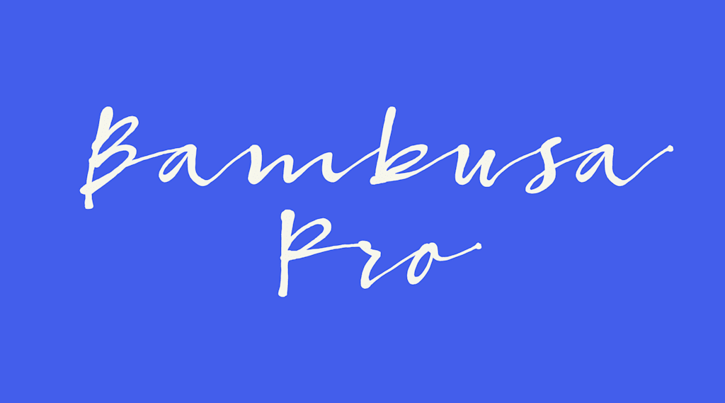 Bambusa Pro is a popular cursive font for signs