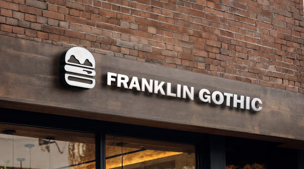 Professional signs use classic fonts like Franklin Gothic