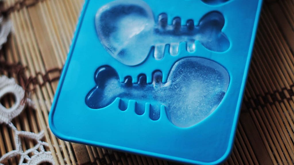 Silicon ice molds in the shape of fishbones