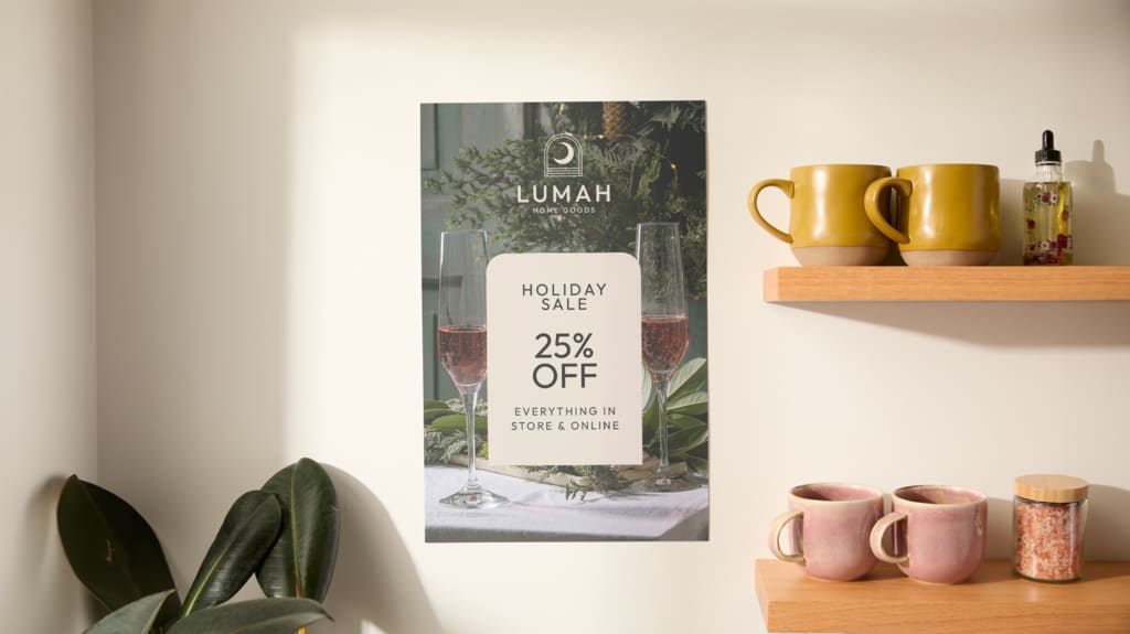 Promotional poster advertising a holiday sale