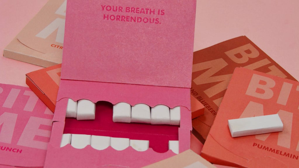 A bold brand packaging example for a gum brand