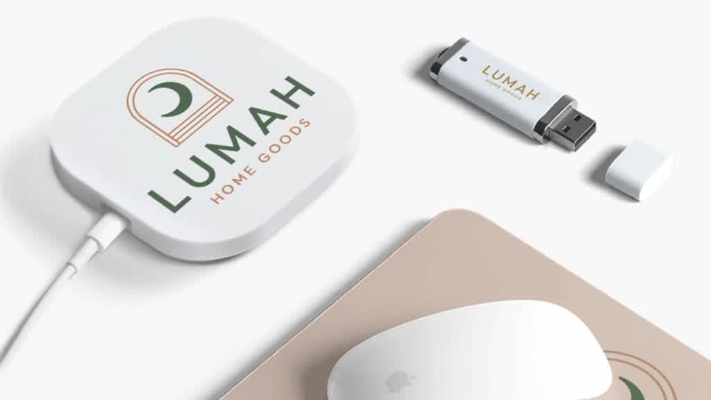 Branded wireless charger, USB drive and mouse pad
