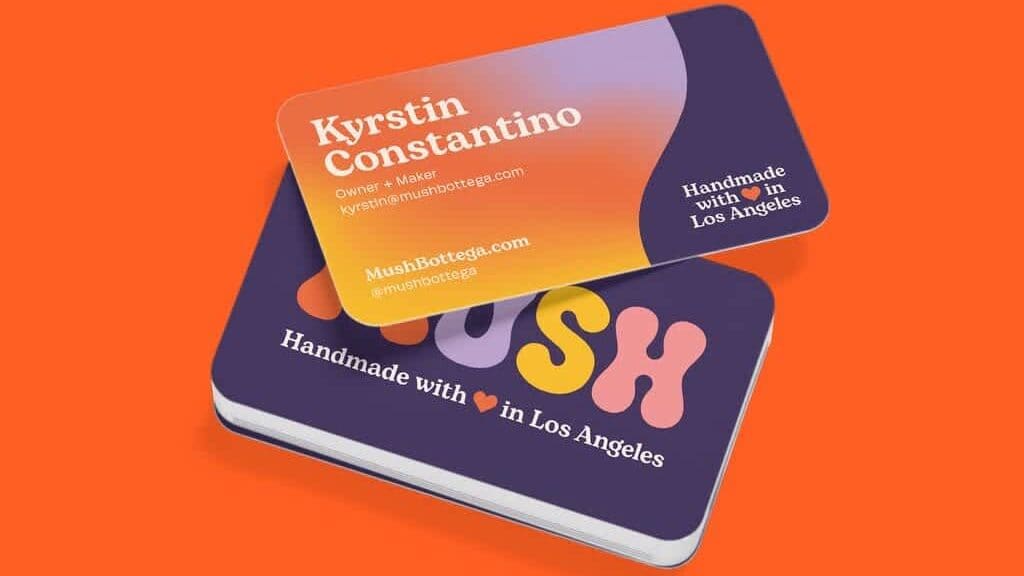 orange and purple business cards