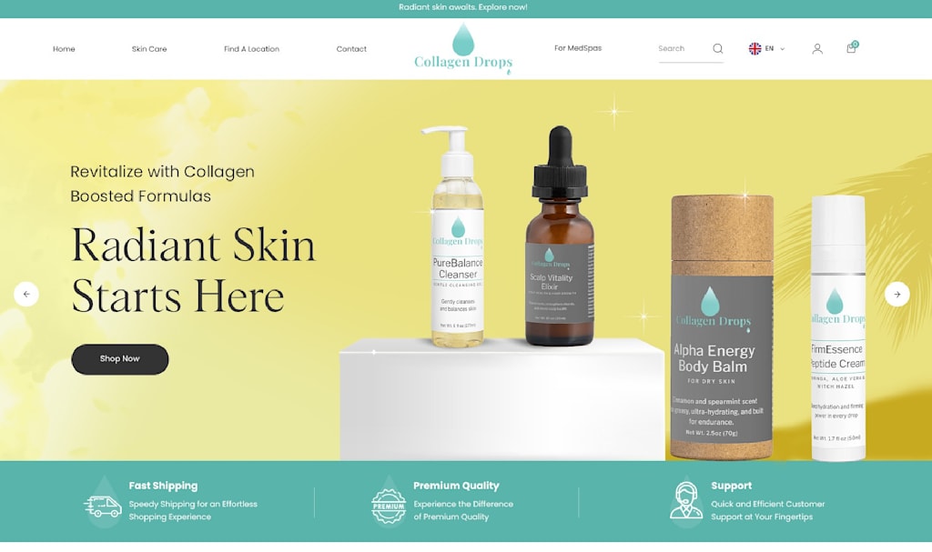Pastel-toned website for cosmetics and beauty brand