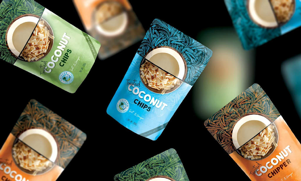 An product packaging design for Toasted Coconut Chips