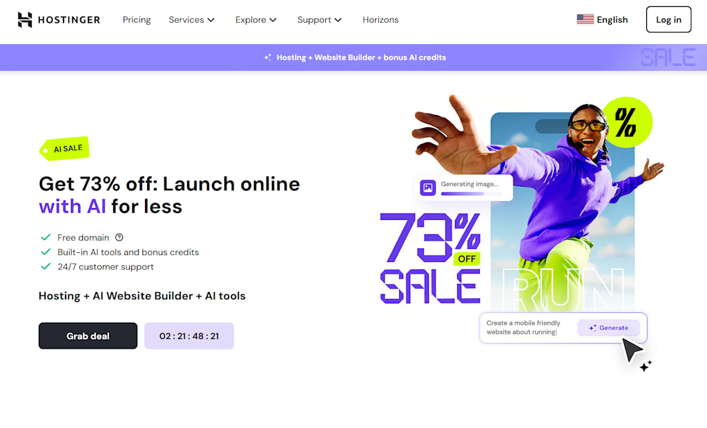 Hostinger offers a simple, comprehensive website builder for small businesses.