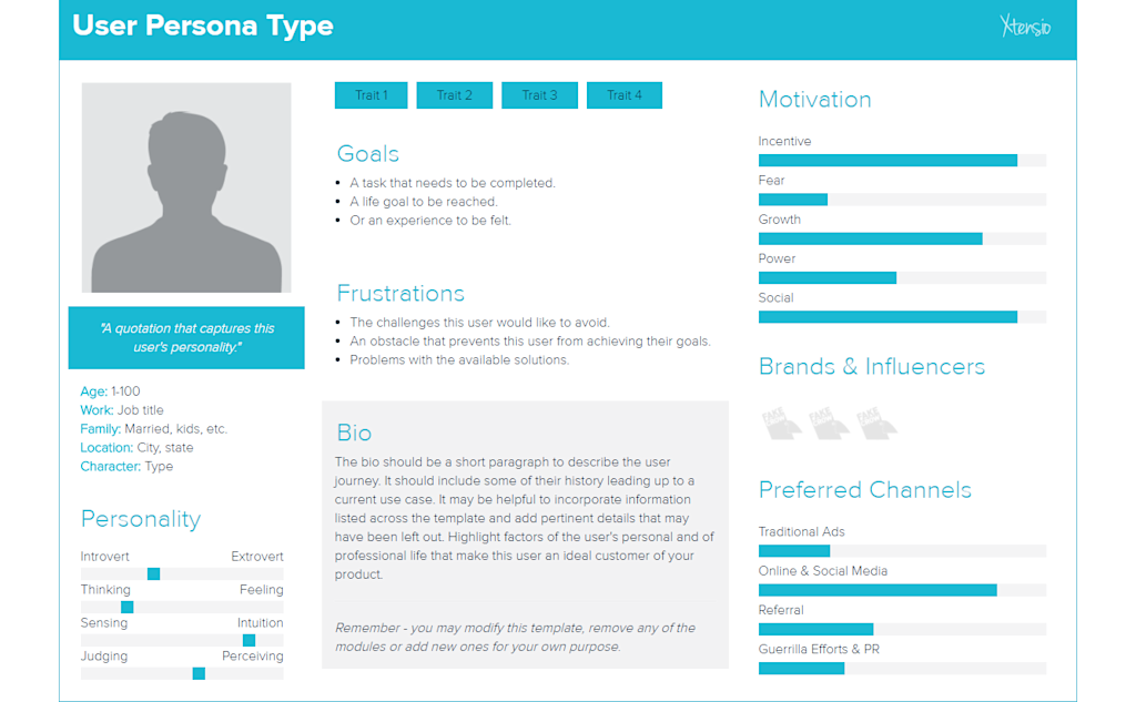 How to create a user persona: marketing persona blank template.