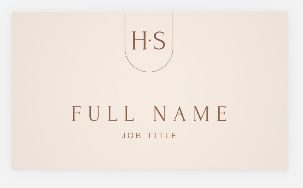Minimalist business card featuring name, job title and initials