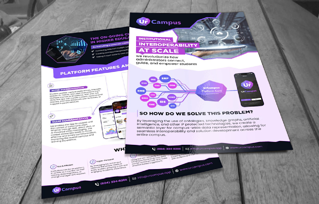 flyer advertising a tech solution for college campuses
