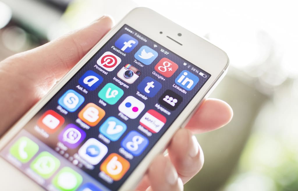 social media apps displayed on a mobile phone