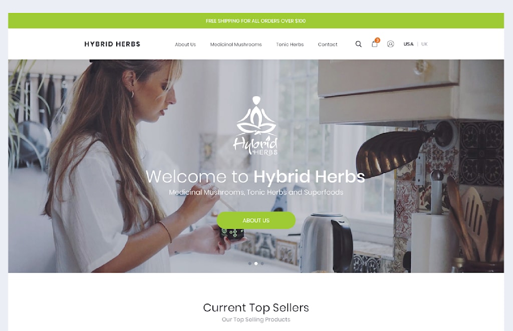 Hybrid Herbs ecommerce website design
