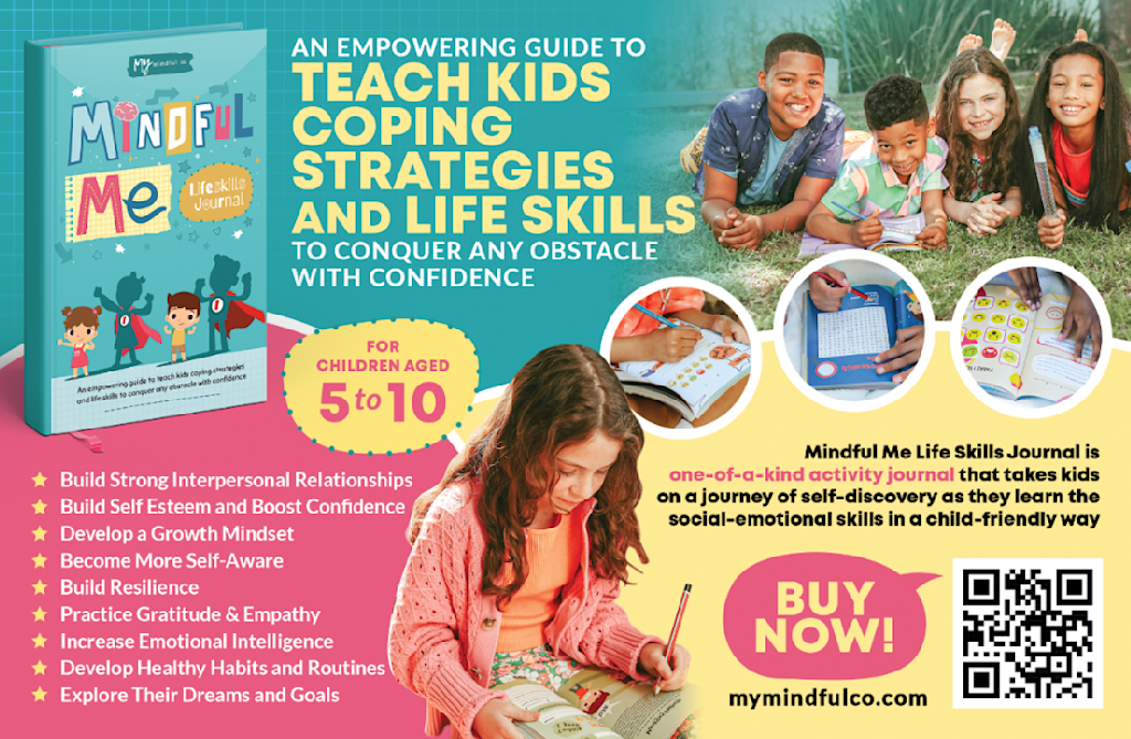 colorful advertisement design for a children’s mindfulness book