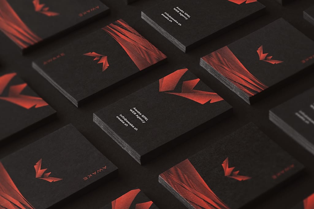 Black and red modern business card.